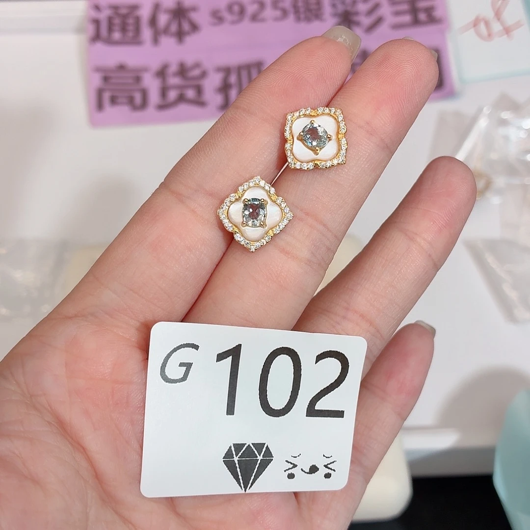 耳坠银S925镶嵌海蓝宝石