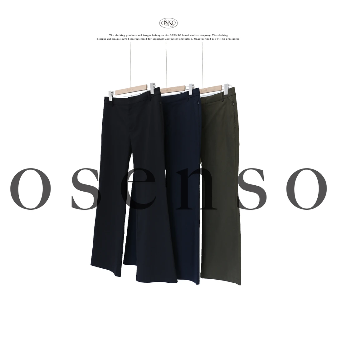 OSENSO“云摆线” 气质休闲百搭舒适透气亚麻微喇裤KZ250406