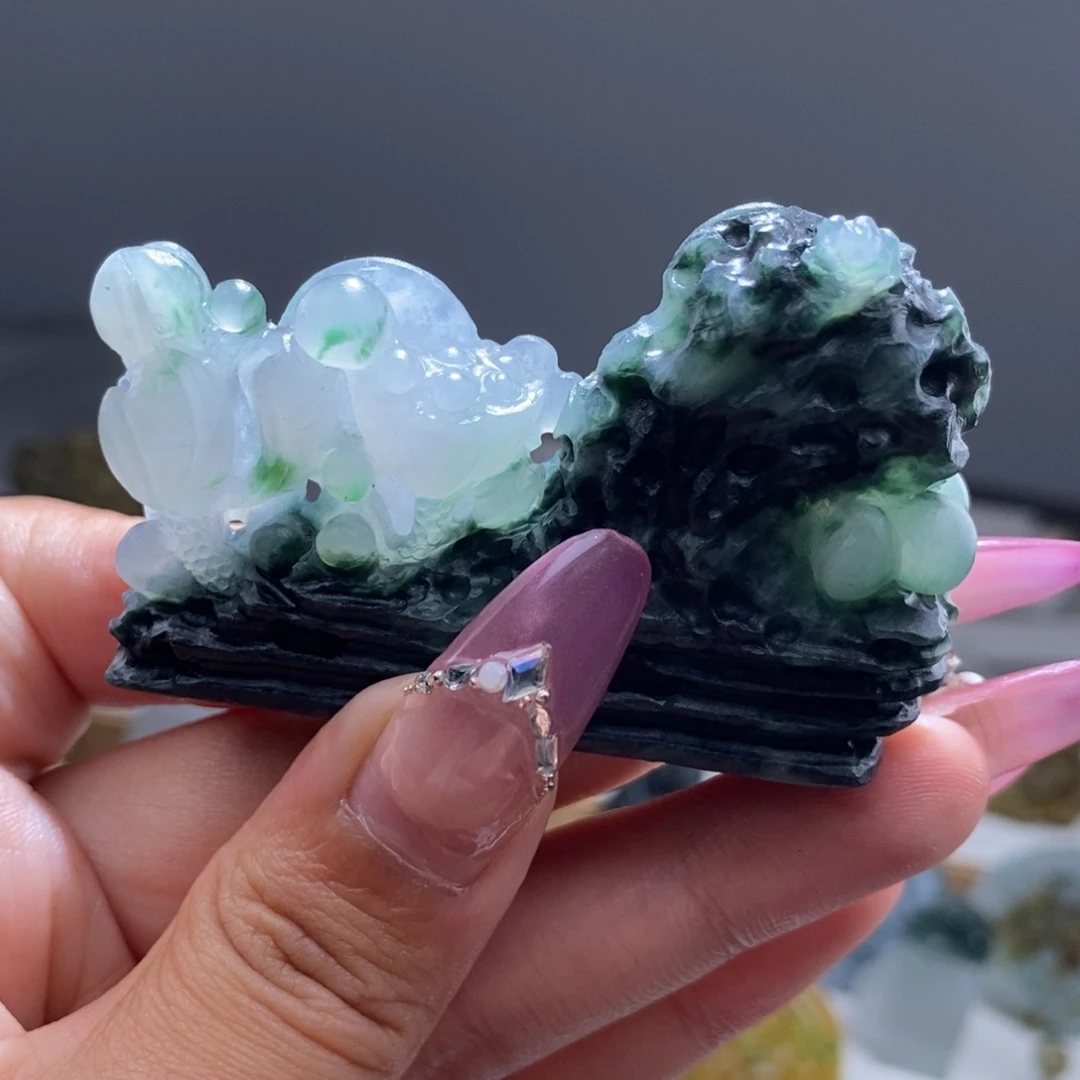 定制翡翠未镶嵌荷塘月色