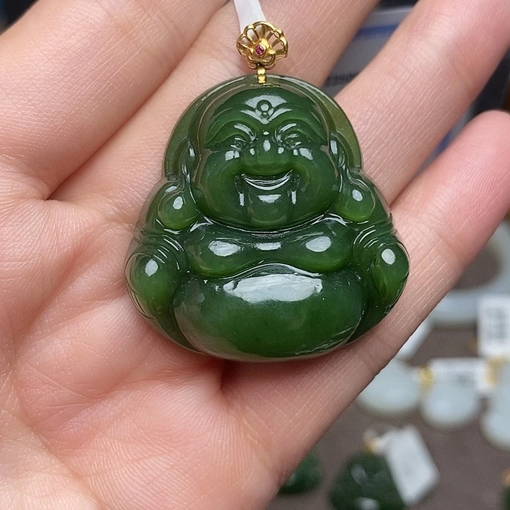 和田玉18K金镶嵌颈饰