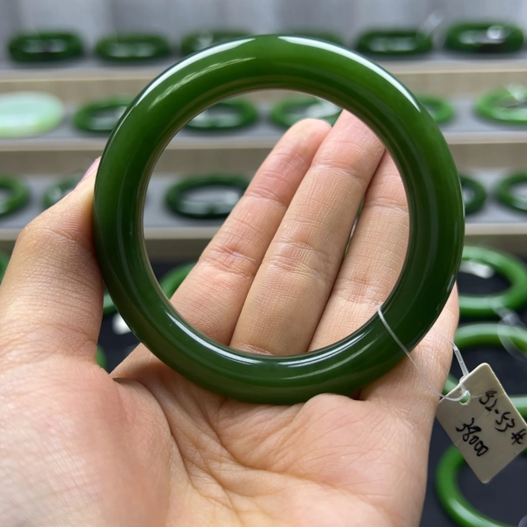 和田玉（碧玉）未镶嵌手镯碧玉高色艳底艳辣绿无黑巨干净5253
