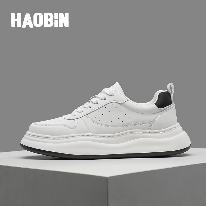 浩宾新款休闲鞋真皮百搭男士厚底韩版夏季潮鞋时尚透气
