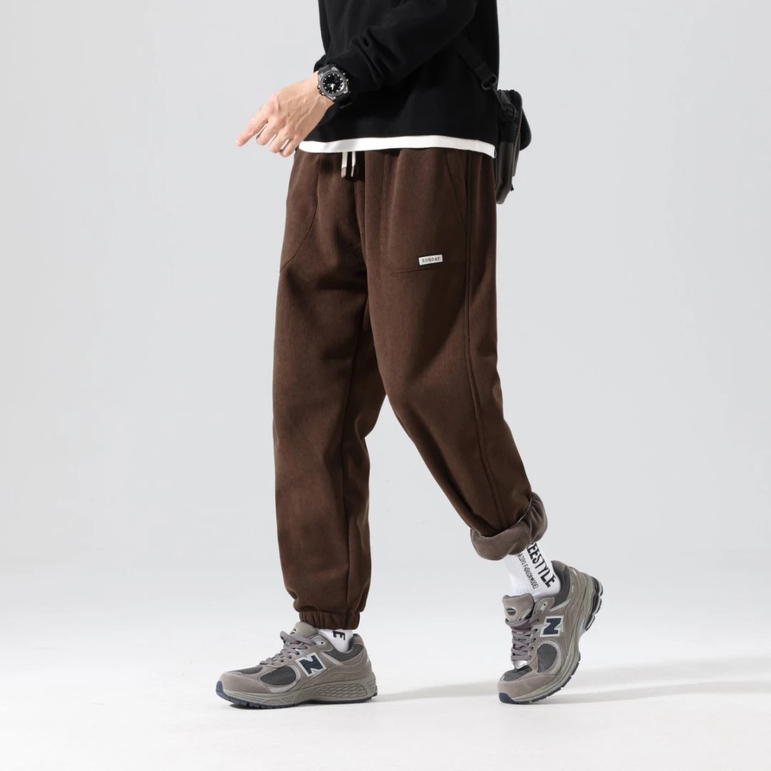 冬季加绒加厚简约日系高级感休闲裤卫裤620