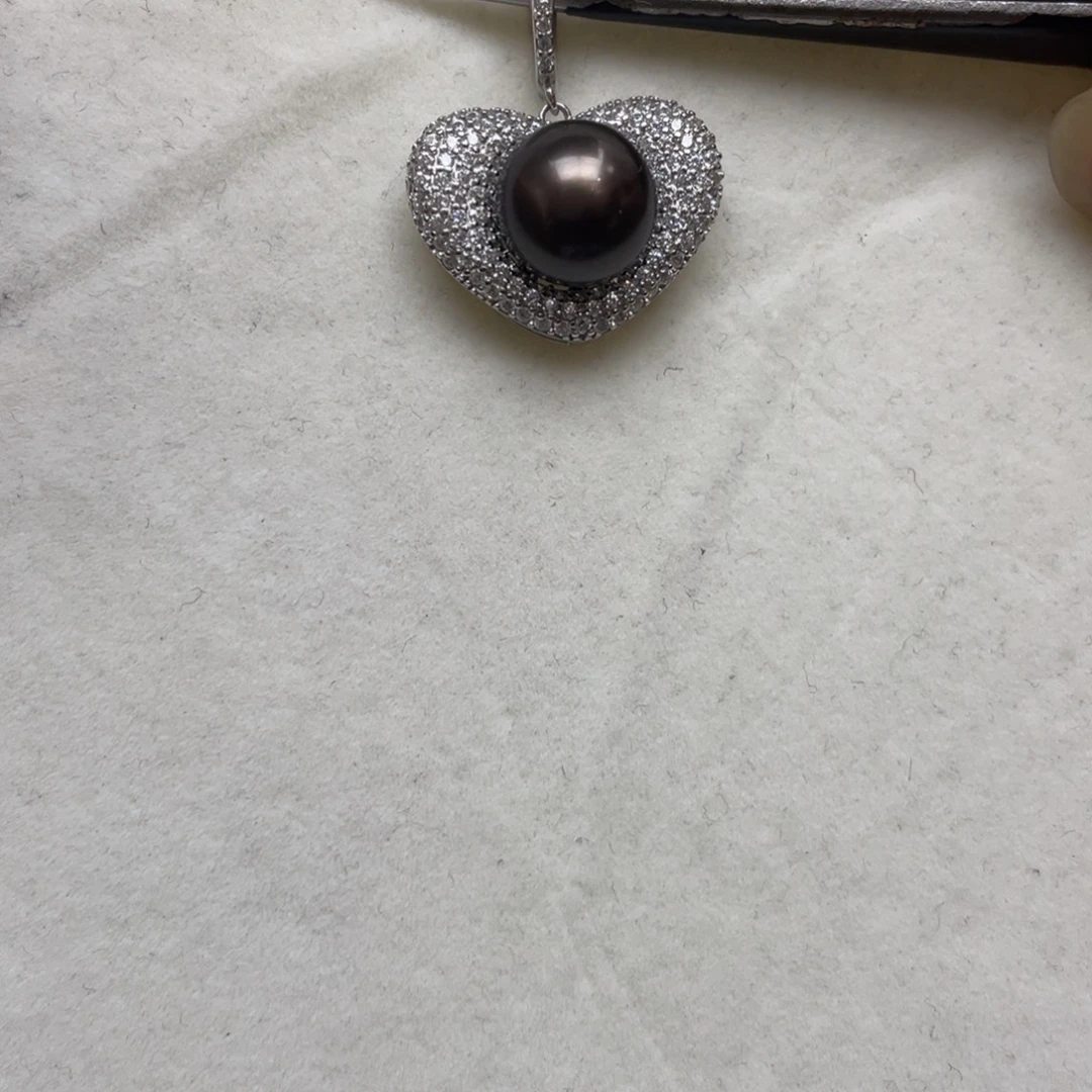 银S925镶嵌海水珍珠吊坠(不含链)