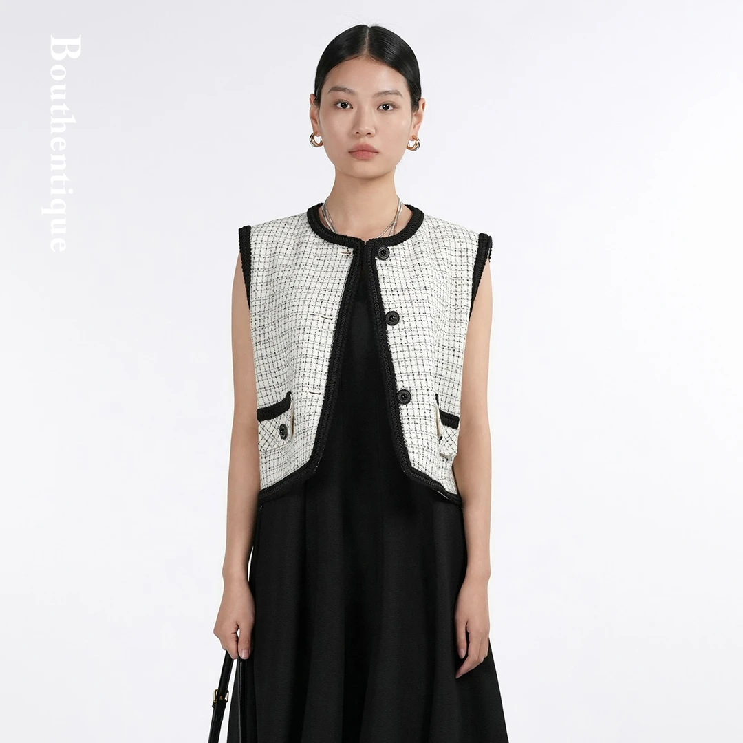 【粉丝专属】复古千鸟格经典小香风马甲T23411G1C02