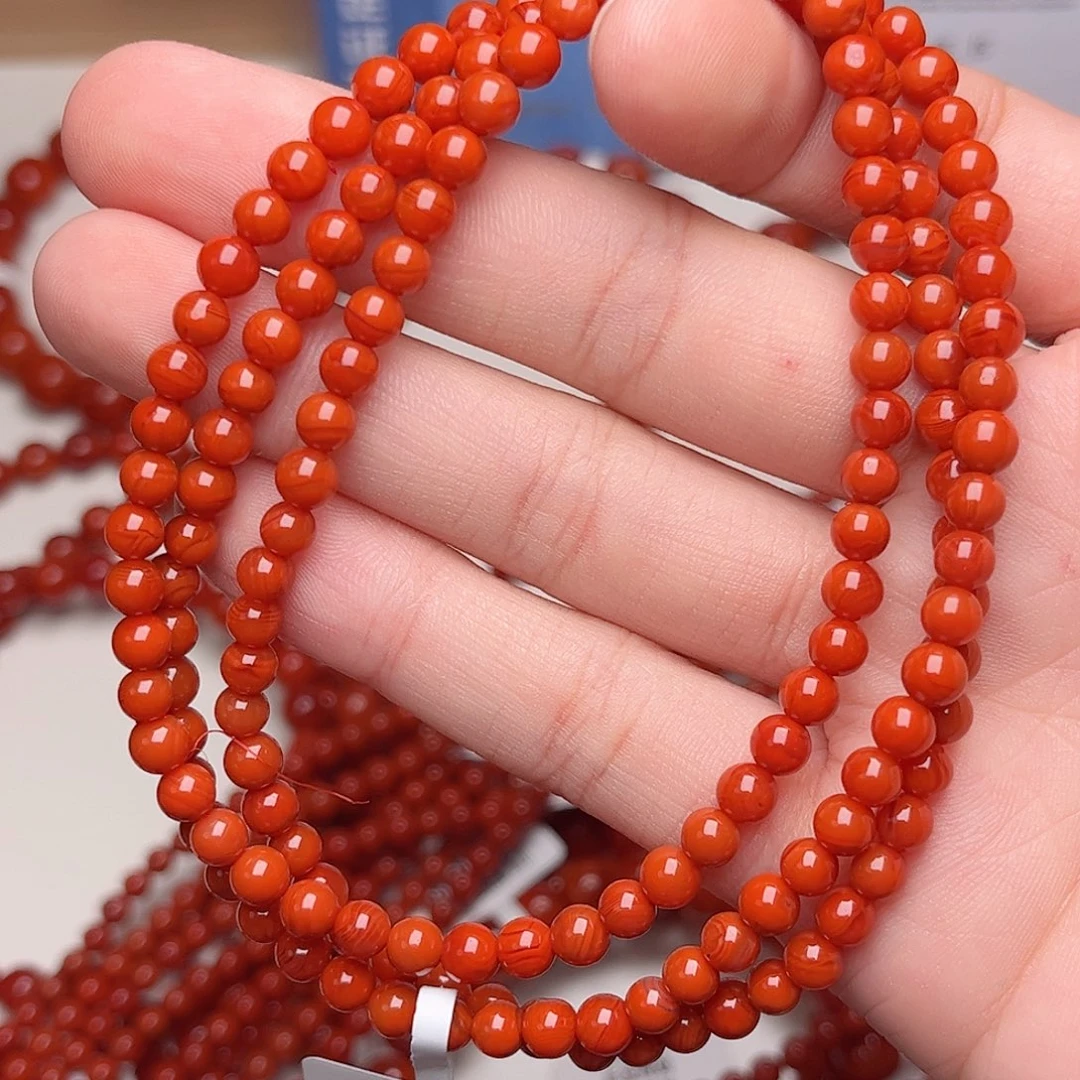 手串未镶嵌南红玛瑙瓦西料满肉柿子锦红4m+