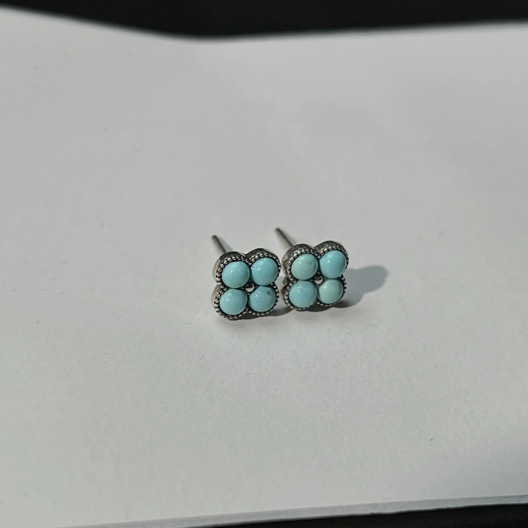 s925绿松石耳钉 KT24081907