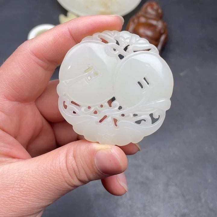 把件白玉菩提摆件