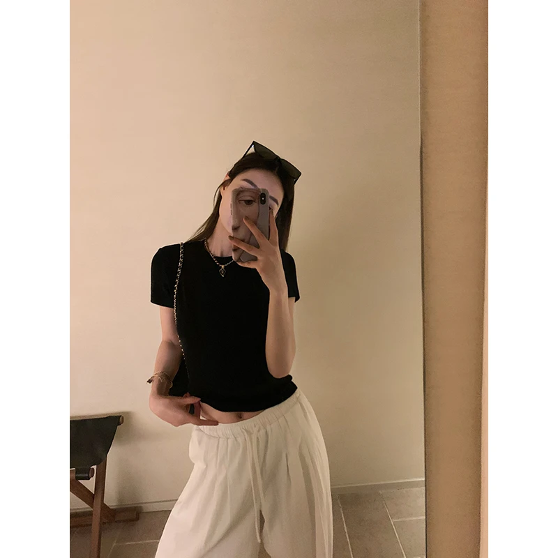 basic系列”怒荐必入款显瘦正肩针T恤显瘦内搭圆领打底修身20823