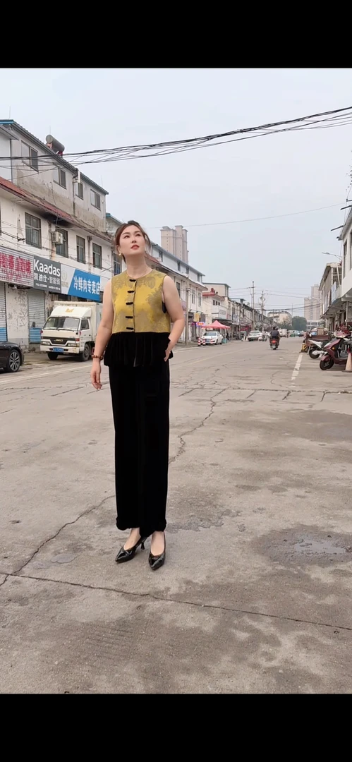 初秋洋气金丝绒拼接马甲新中式风格女装气质时尚国风网红复古