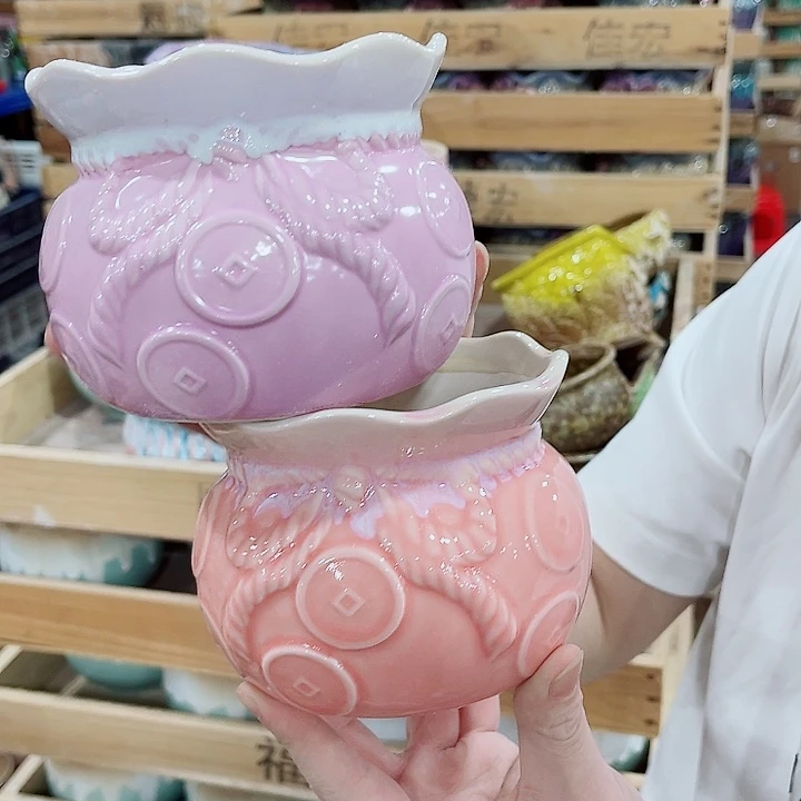 有孔，凑10元包邮陶瓷花盆发货！