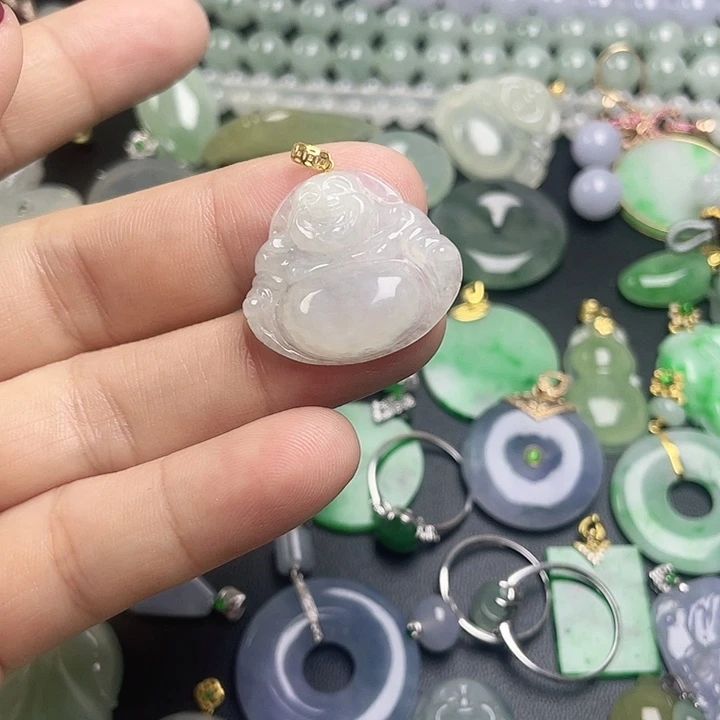 18K金镶嵌挂件翡翠佛公