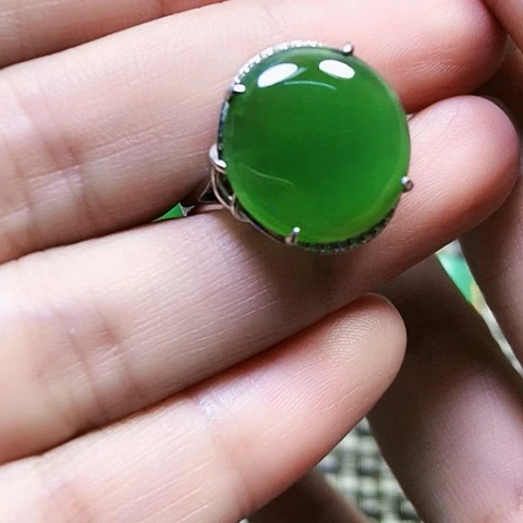 和田玉银S925镶嵌戒指