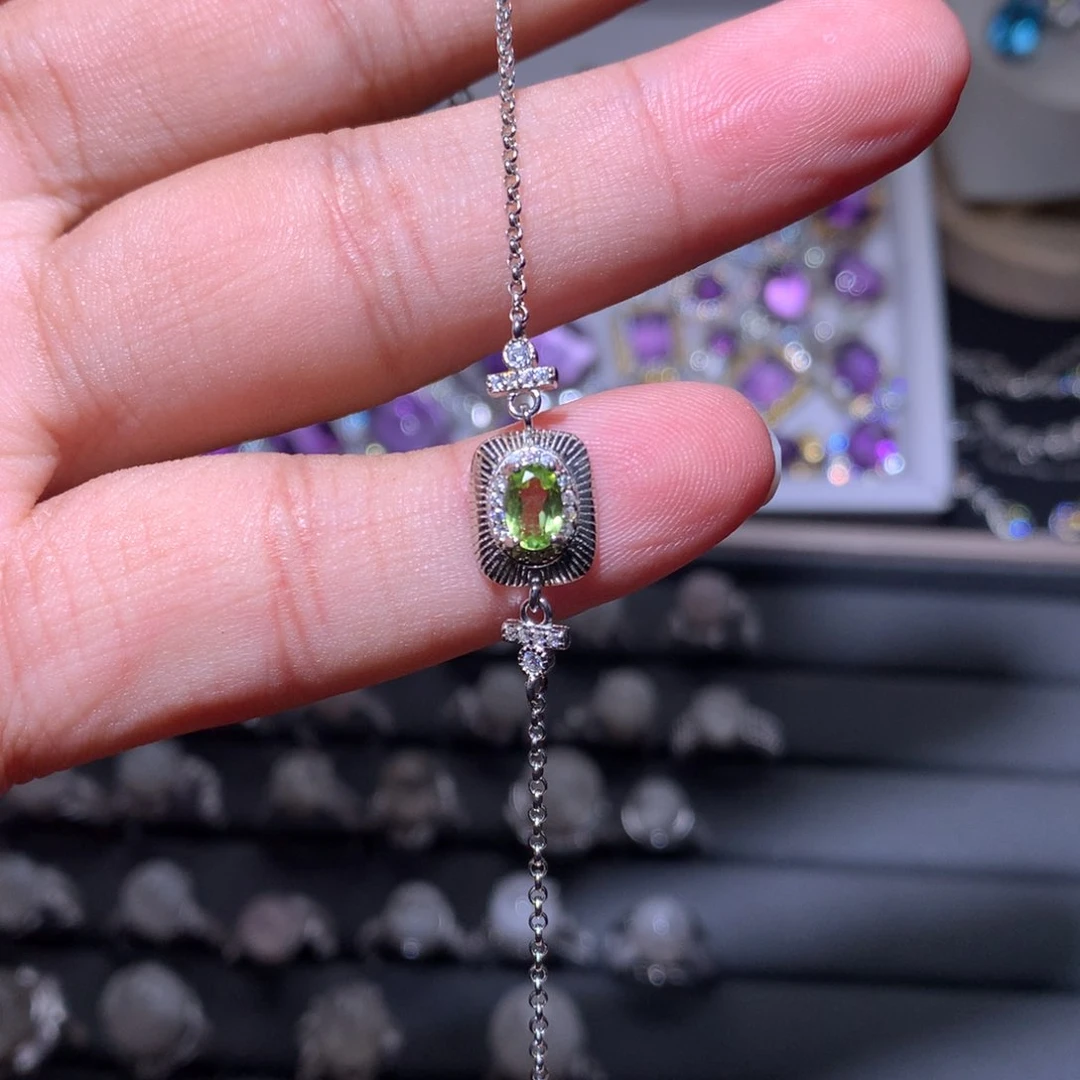 黄晶戒指银S925镶嵌手链