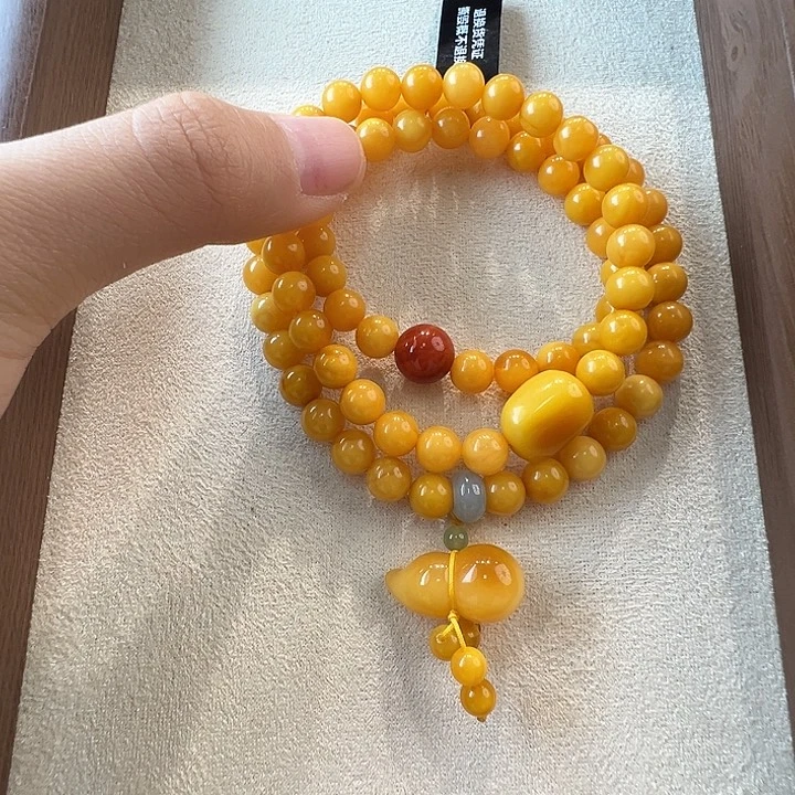 蜜蜡未镶嵌手链7.4mm蜜蜡手串