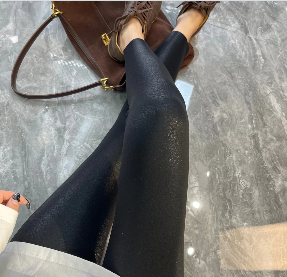 【乔家】K821春款新款时尚百搭亮面星空打底芭比裤(薄款不加绒）