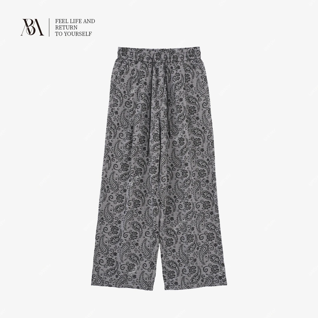 【BAMAY】2025夏季新款垂感宽松直筒腰果花休闲裤BM252PX014CM