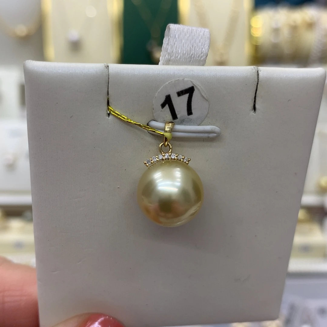 海水珍珠吊坠(不含链)18K金镶嵌钻 石11-12