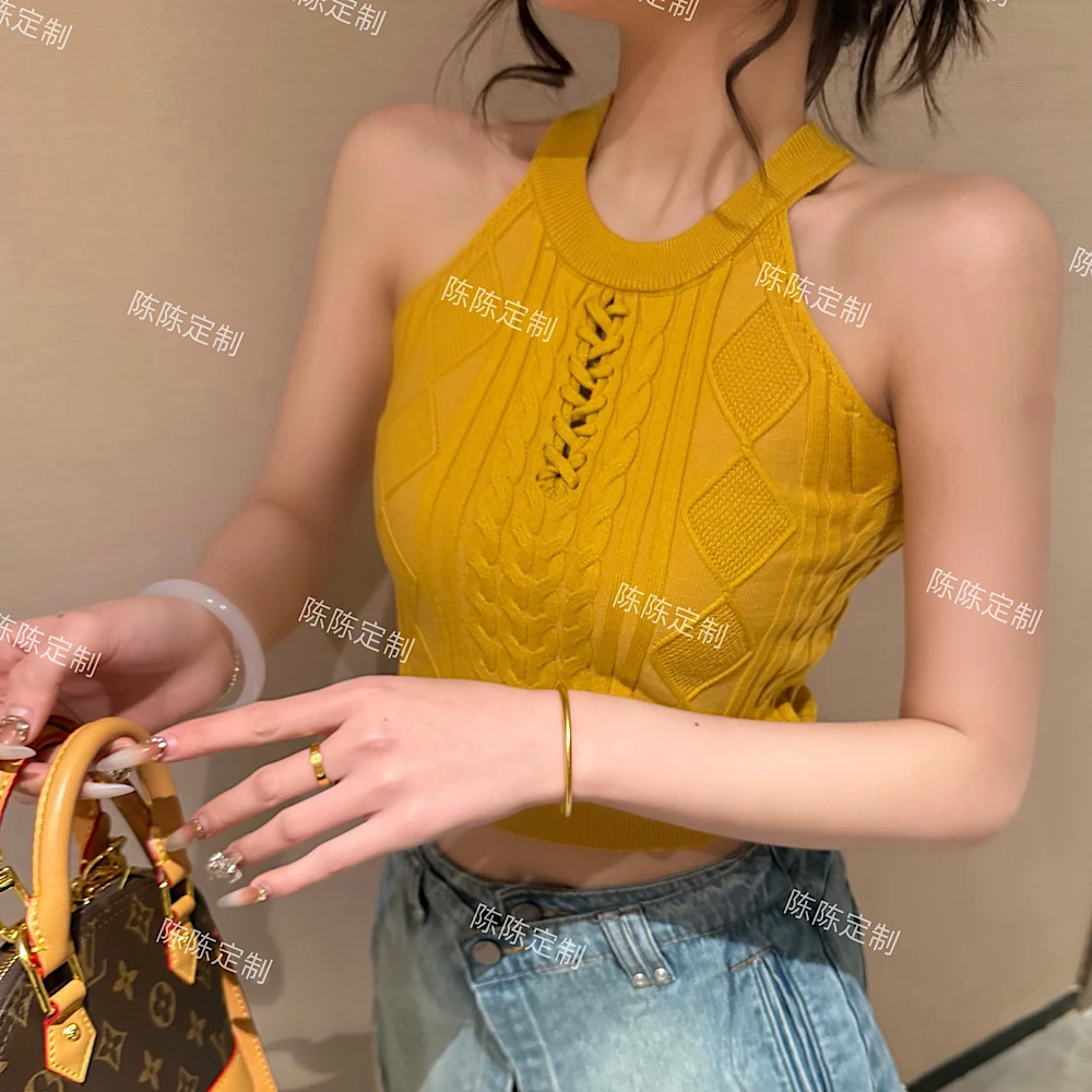 【CCDZ】夏季新品时尚百搭显瘦辣妹短款针织背心上衣女