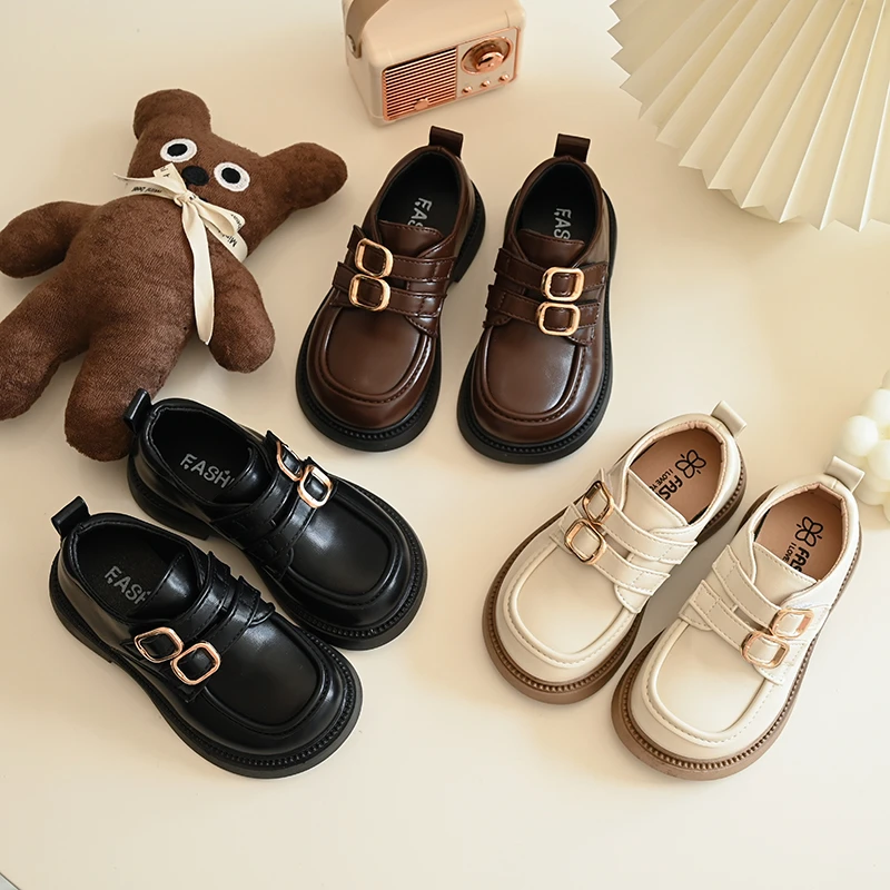 女童鞋子儿童公主小皮鞋2025新款春秋款英伦风女孩黑色乐福单鞋潮
