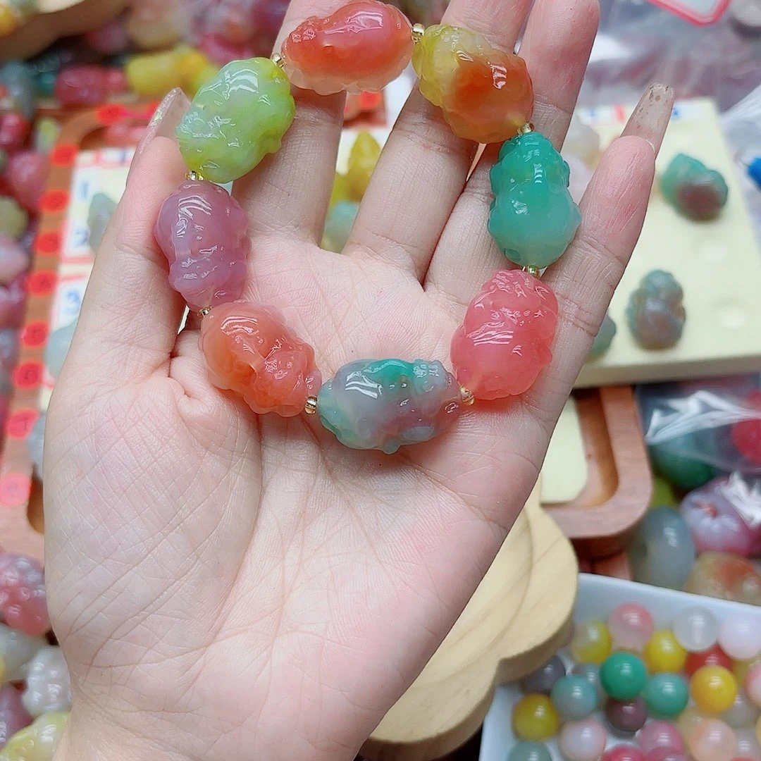 玛瑙/玉髓手链未镶嵌男**手盐源18