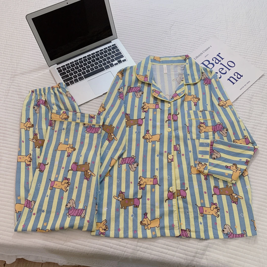 【带胸垫】长袖云朵棉2025年新款睡衣女春季少女宽松大码印花家居服