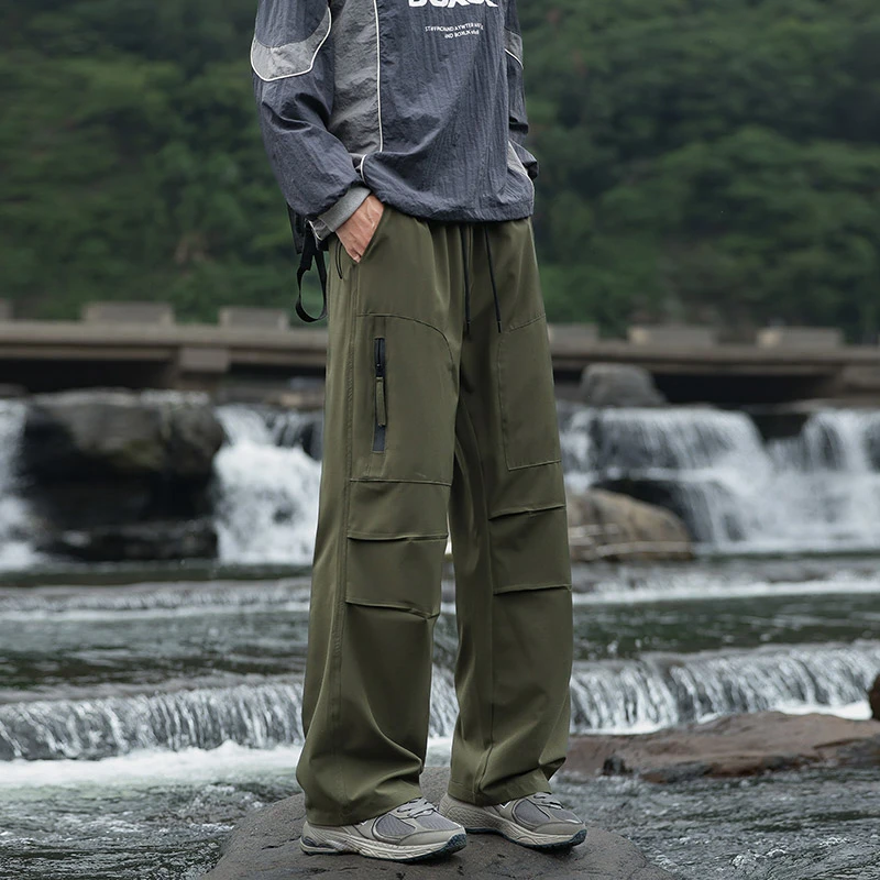 玛斯柏防水户外冲锋裤子男士夏季美式潮牌直筒徒步运动工装休闲裤