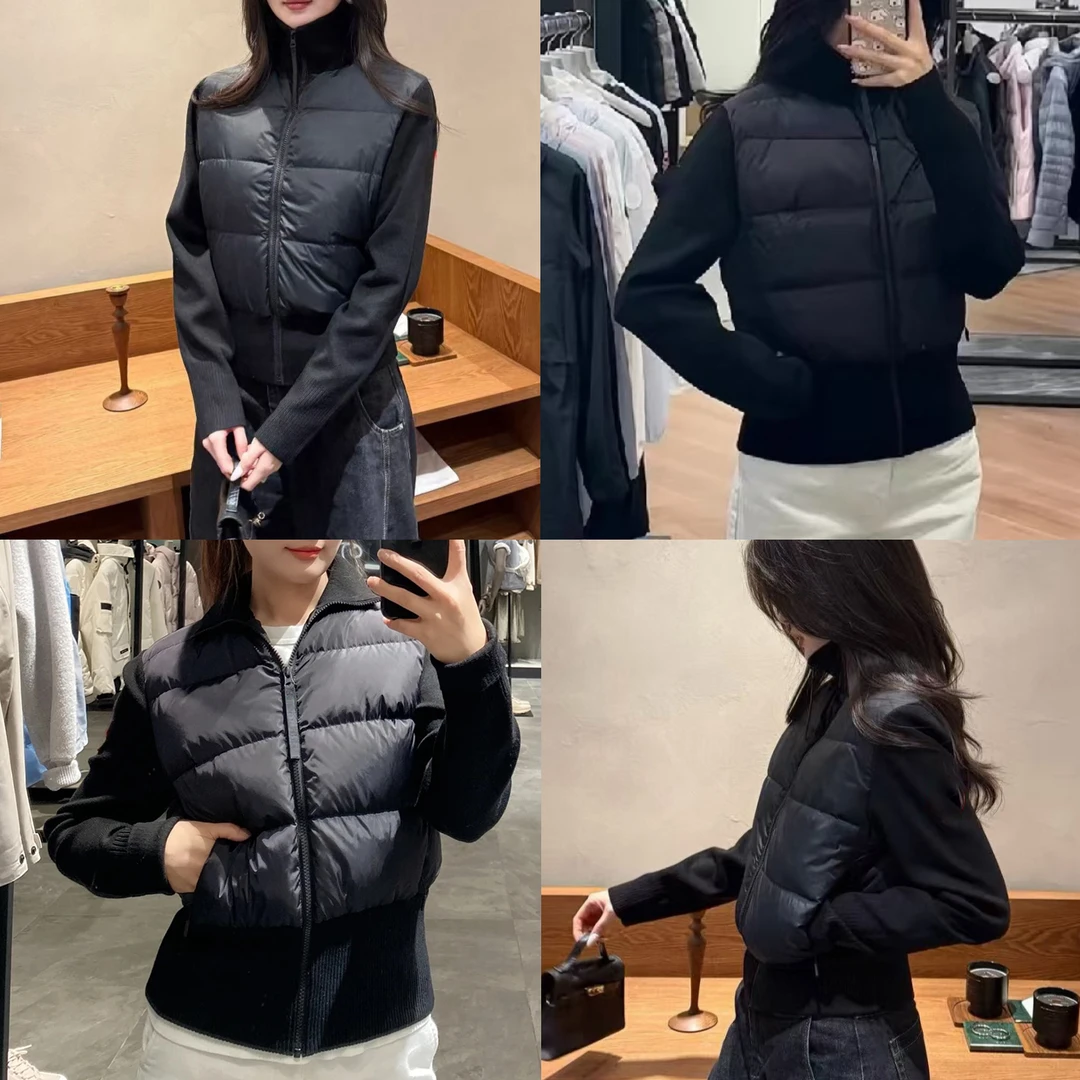 「QX高定」黑色拼接短款行缝小蛮腰显瘦羽绒服