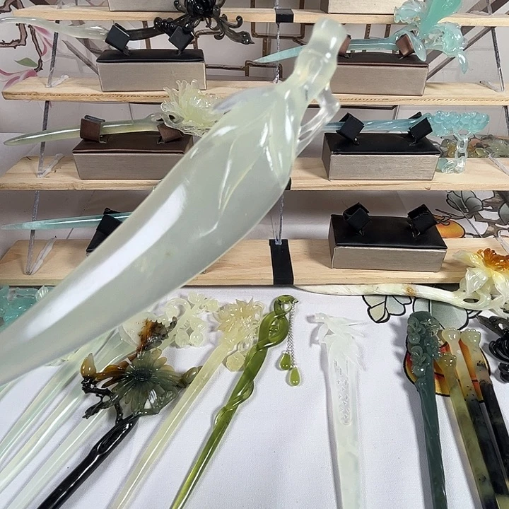 尼***克蛇纹石玉未镶嵌发簪