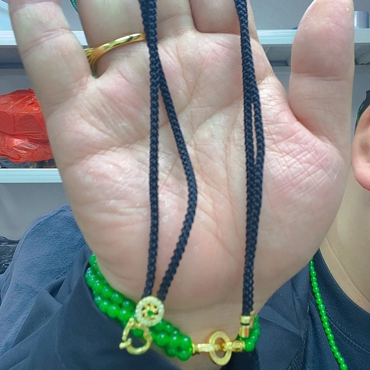 翡翠颈饰14K金镶嵌万能绳