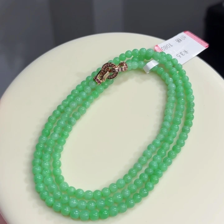 手链翡翠未镶嵌果绿卡3.5