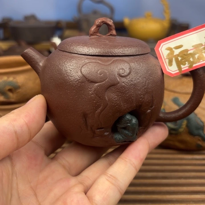 茶壶紫砂达摩悟道原矿老紫泥180c