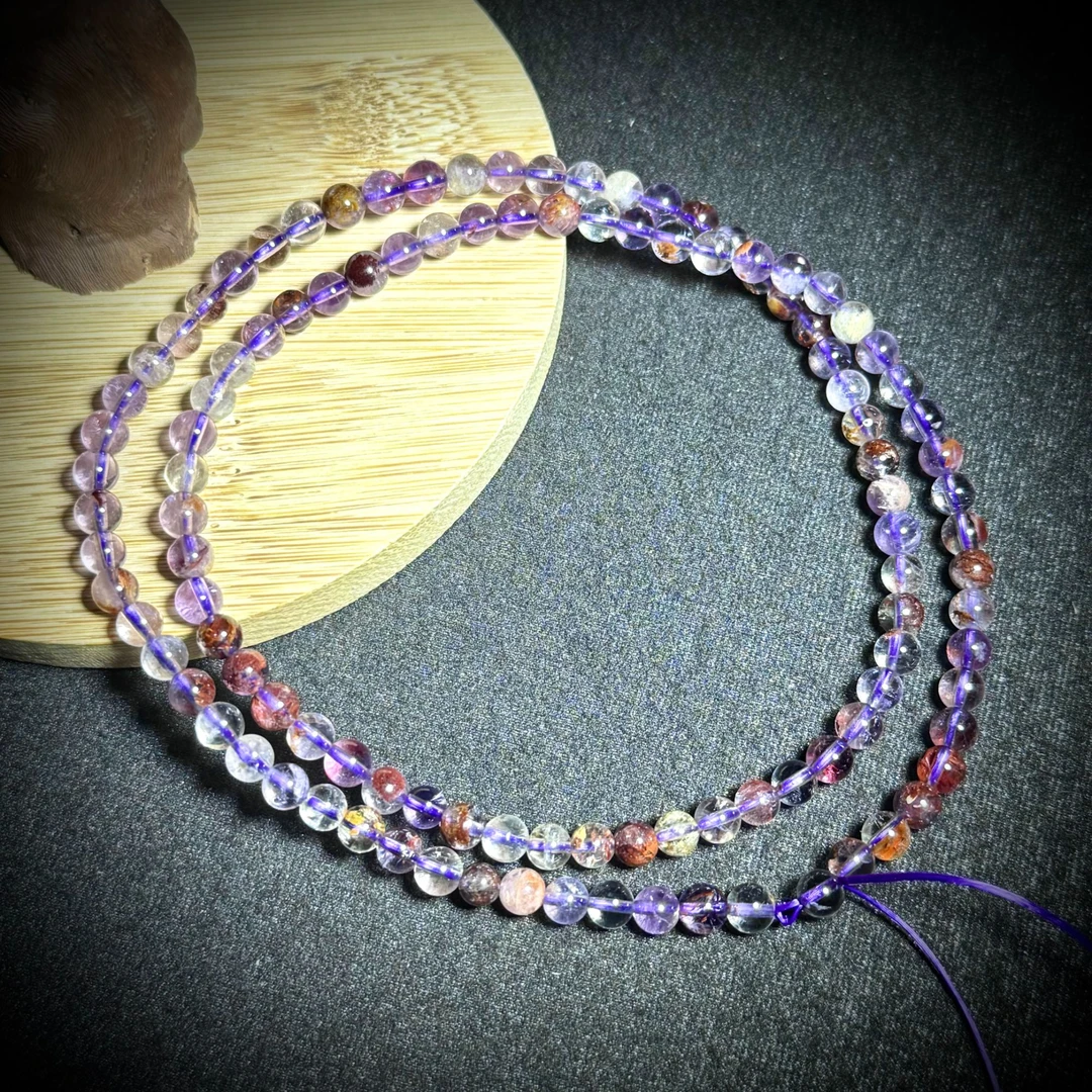 天然老矿紫钛幽灵多圈手链 多样性发其一 A6040