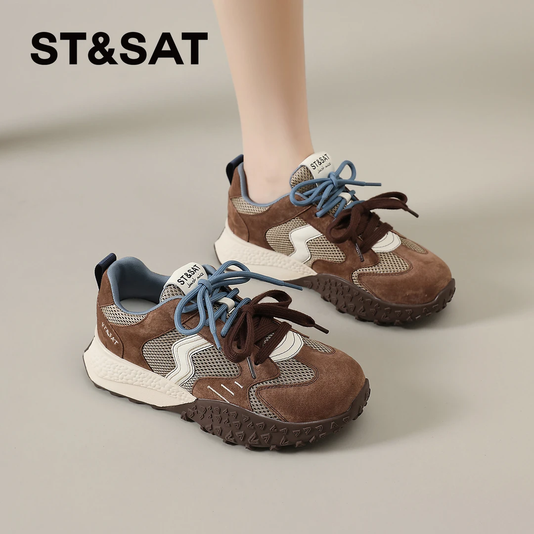 星期六芭蕾德训鞋女2025新款秋季轻便阿甘鞋休闲百搭运动网鞋女士