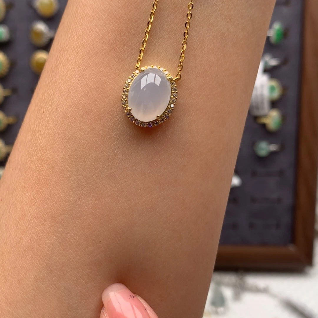 翡翠银S925镶嵌戒指项链