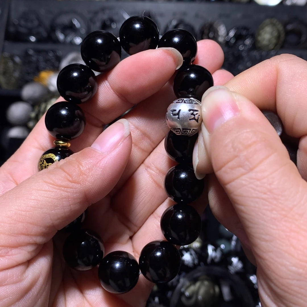 馒***菜黑曜岩未镶嵌珠宝奇石