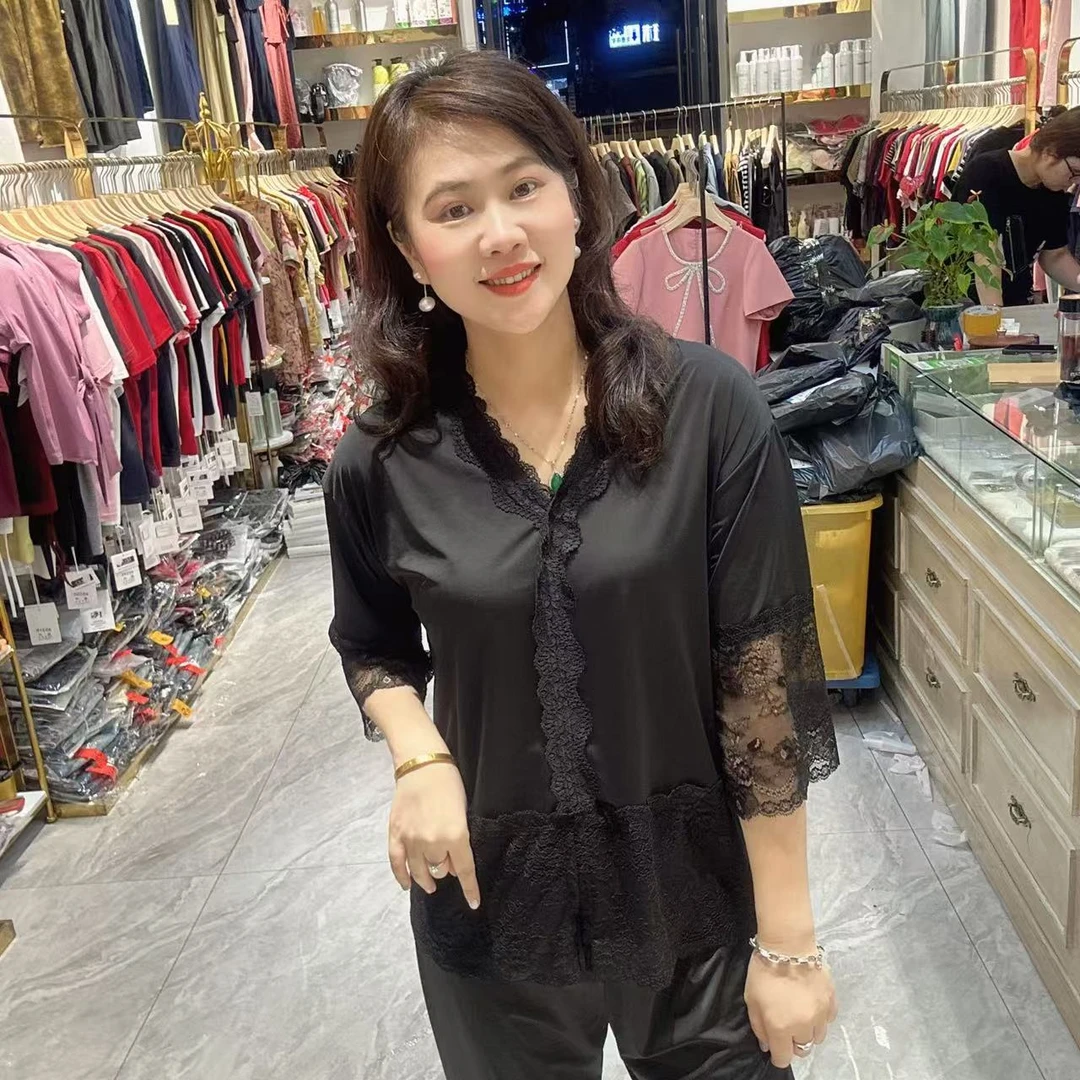 28-冰感蕾丝花边两件套家居服