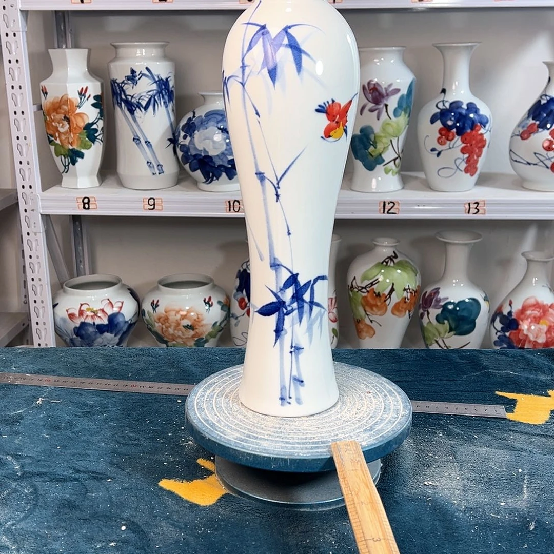 摆件景德镇陶瓷美竹鸟