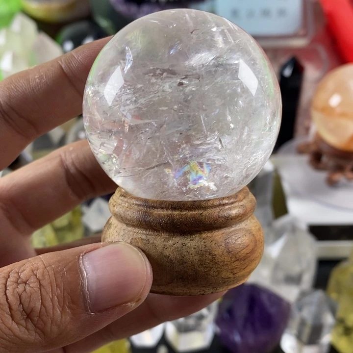 天然白水晶球摆件