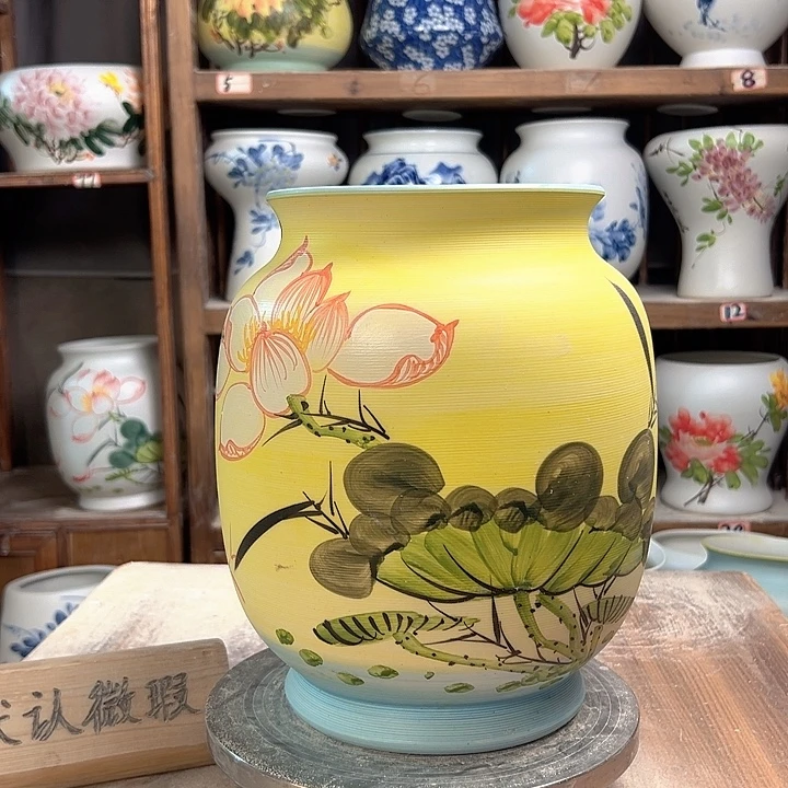 陶冬瓜高27黄荷花新款新款陶瓷
