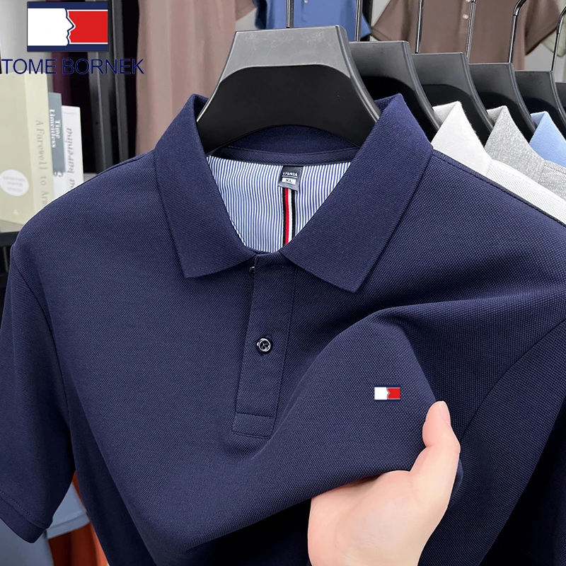 【万针刺绣】正品汤米希新款男装短袖休闲T恤轻奢商务半袖POLO衫潮