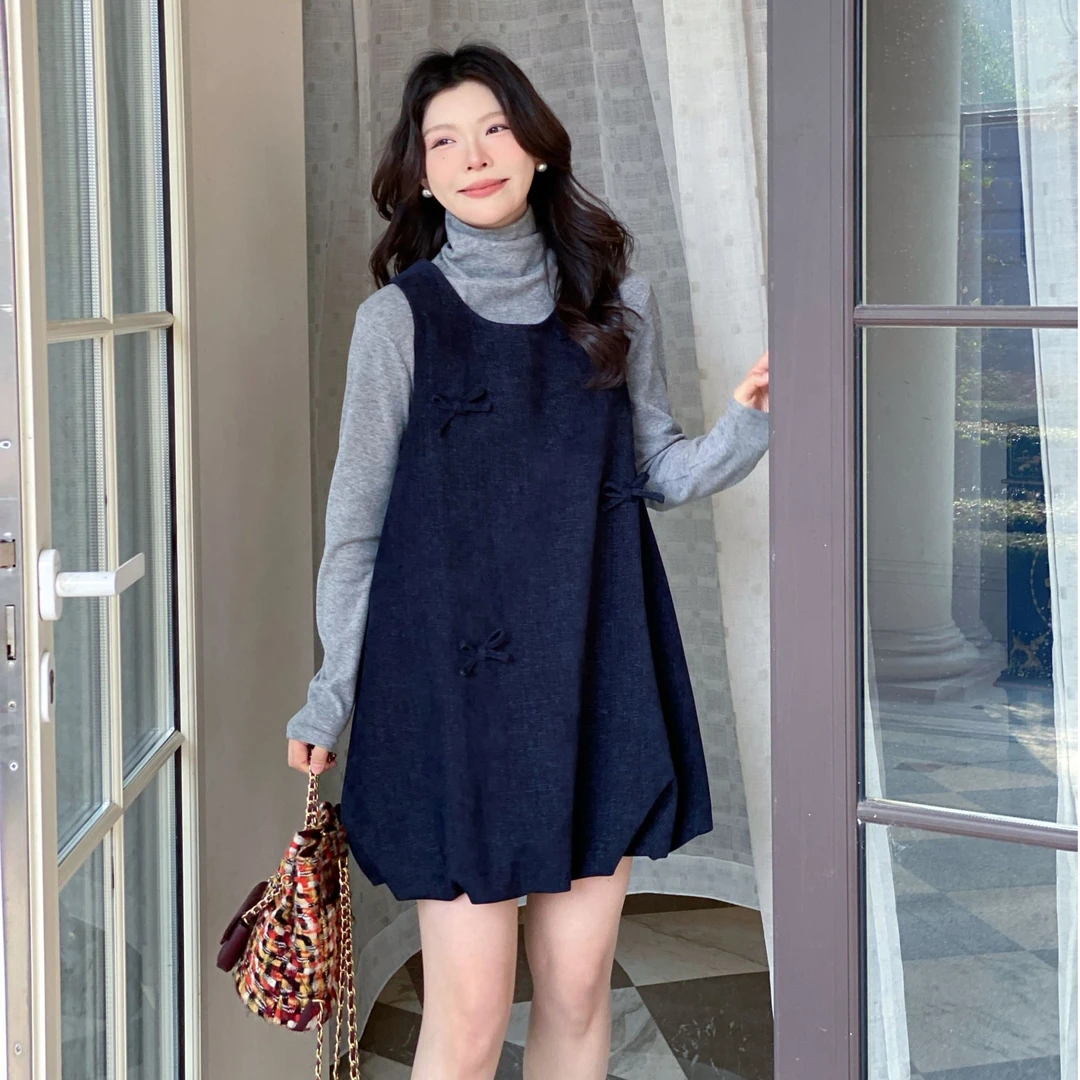 【南瓜马车】小香风蝴蝶结U领背心裙