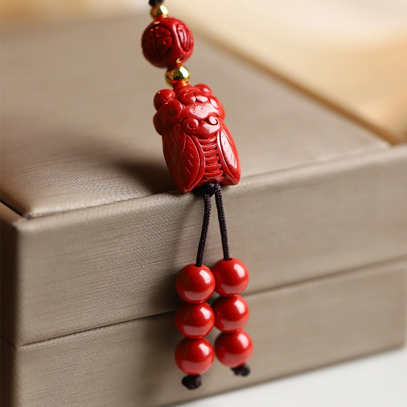 含辰砂工艺品一鸣惊人朱砂挂件平安转运手机挂绳包挂