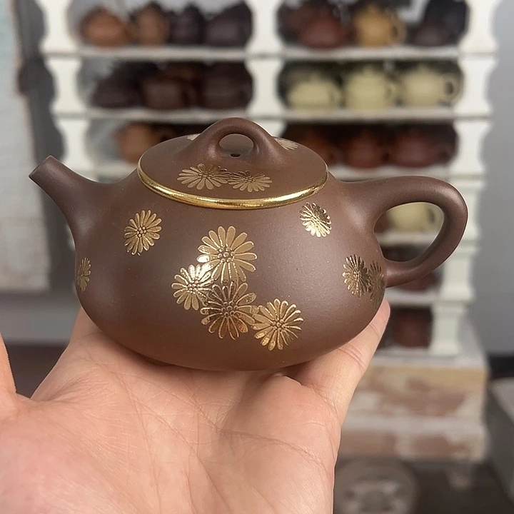 紫砂茶壶星*撒金平盖石瓢