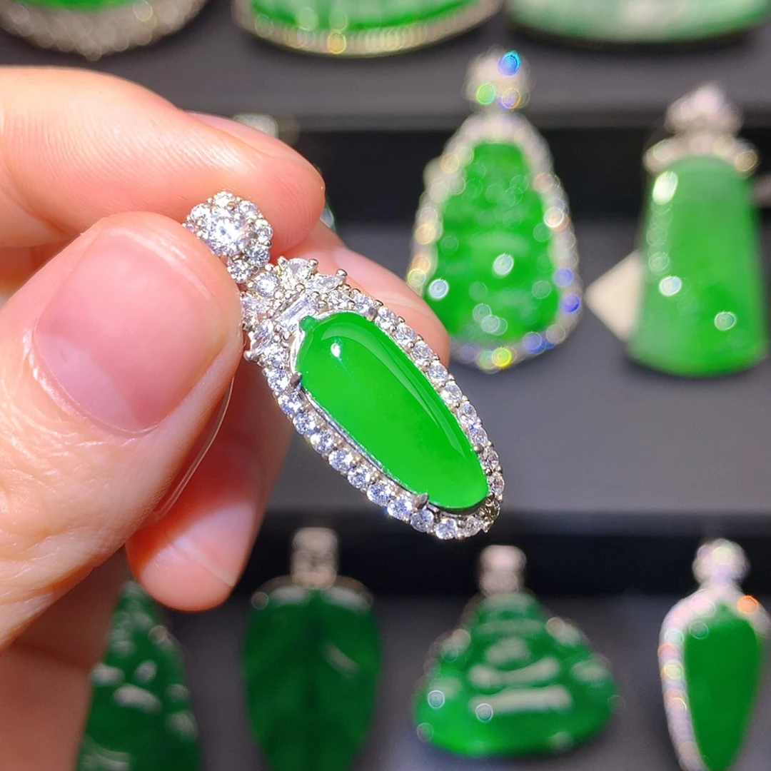 【闪购商品】翡翠银S925镶嵌吊坠(不含链)