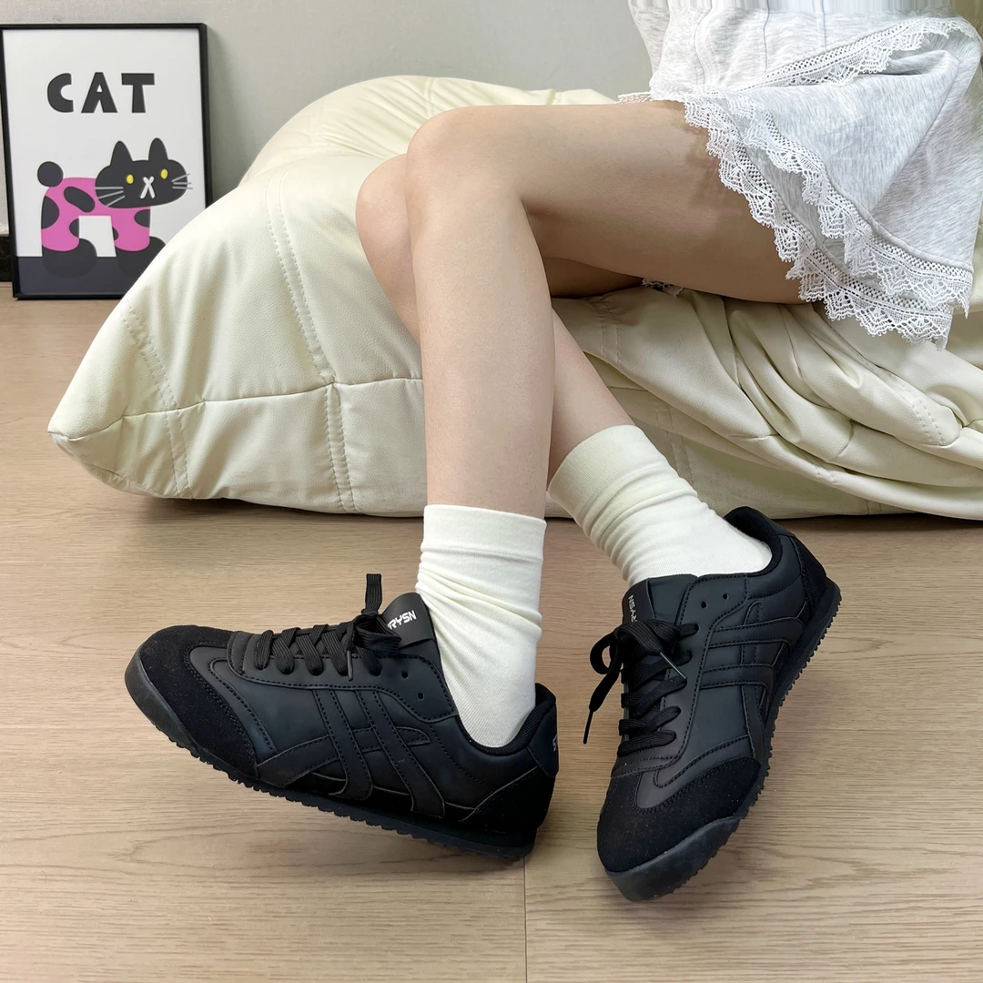 黑武士复古薄底阿甘鞋女学生轻便百搭运动休闲德训鞋2025秋季新款