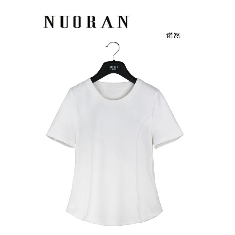 [瘦瘦T恤圆领]气质纯色时尚圆领夏季设计师T恤显瘦轻奢打底上衣t