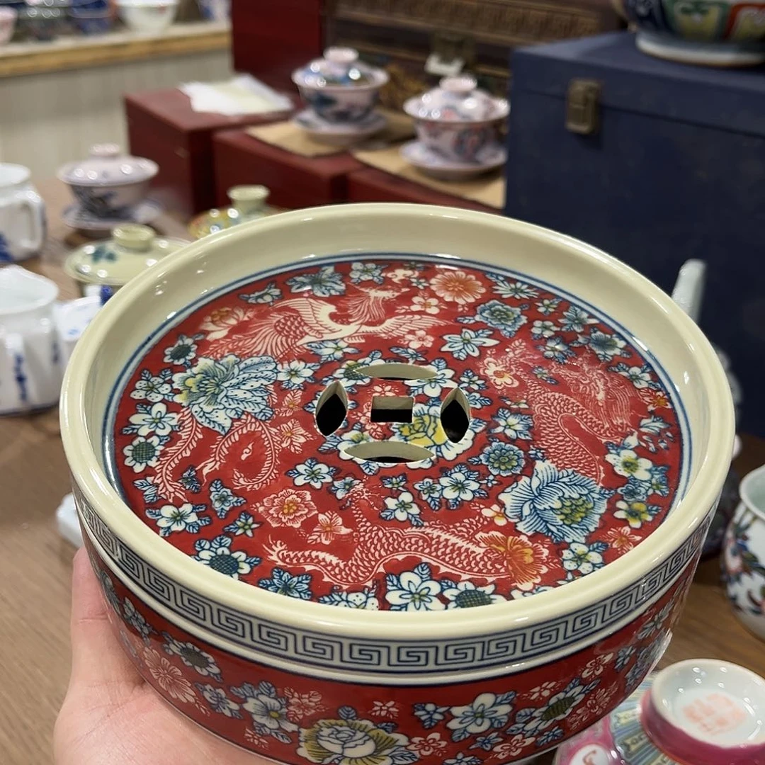 摆件/////景德镇陶瓷茶盘。黄。