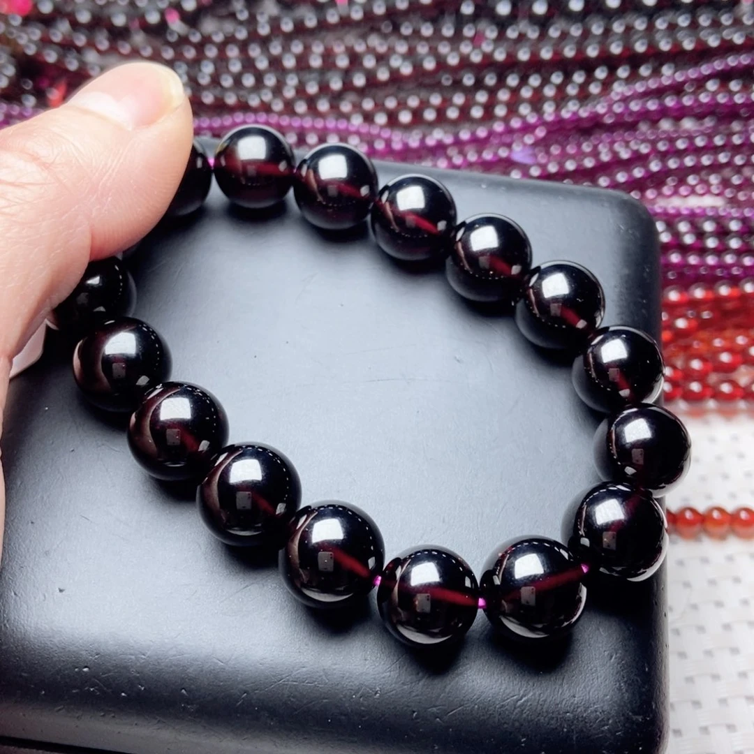 石榴石手链未镶嵌12酒红色