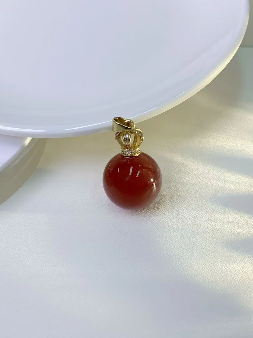 【小屿严选】南红玛瑙吊坠未镶嵌约12mm037（多样性发一）
